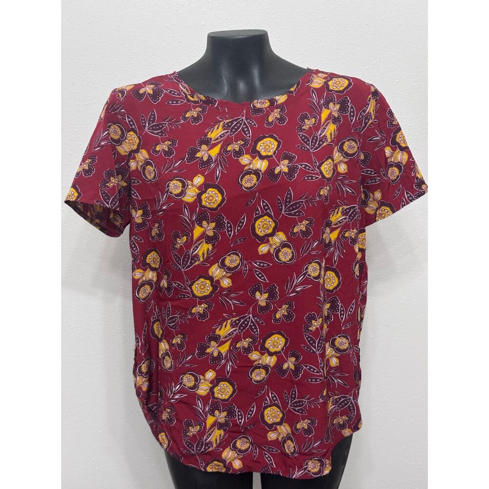 Abercrombie & Fitch‎ Tunic Women’s L Short Sleeve keyhole Back Top Artsy Preppy